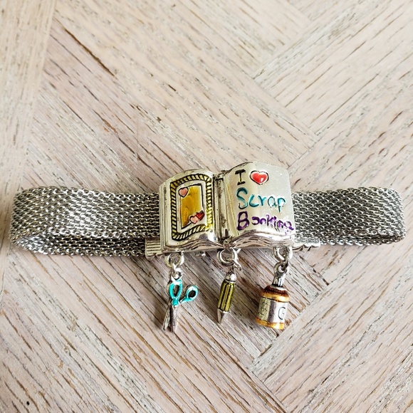 Jewelry - Silvertone Scrapbooking Craft Hobby Theme Bracelet